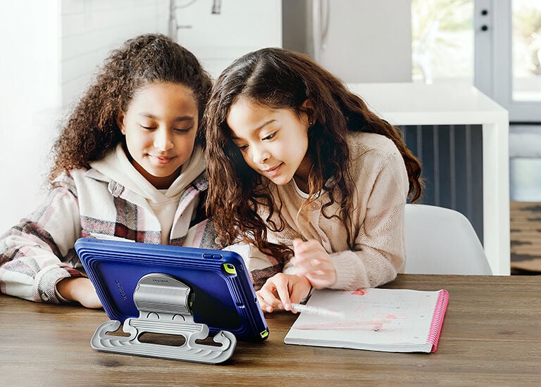 Two girls studying with ipad easygrab tablet case