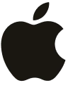 Black Apple logo on a white background