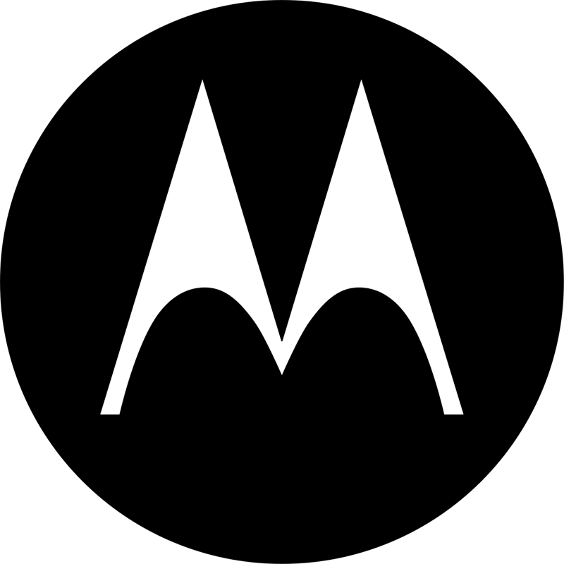 Motorola logo in white on a black circular background