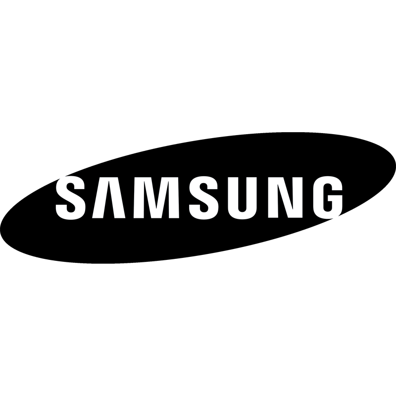 Samsung logo in black and white on a white background