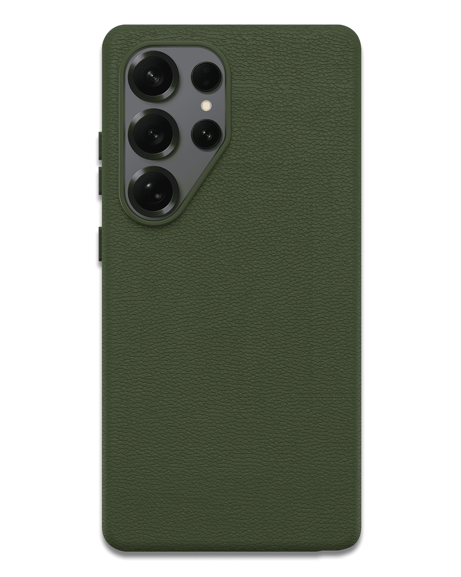 Green phone case with camera cutout on a transparent background