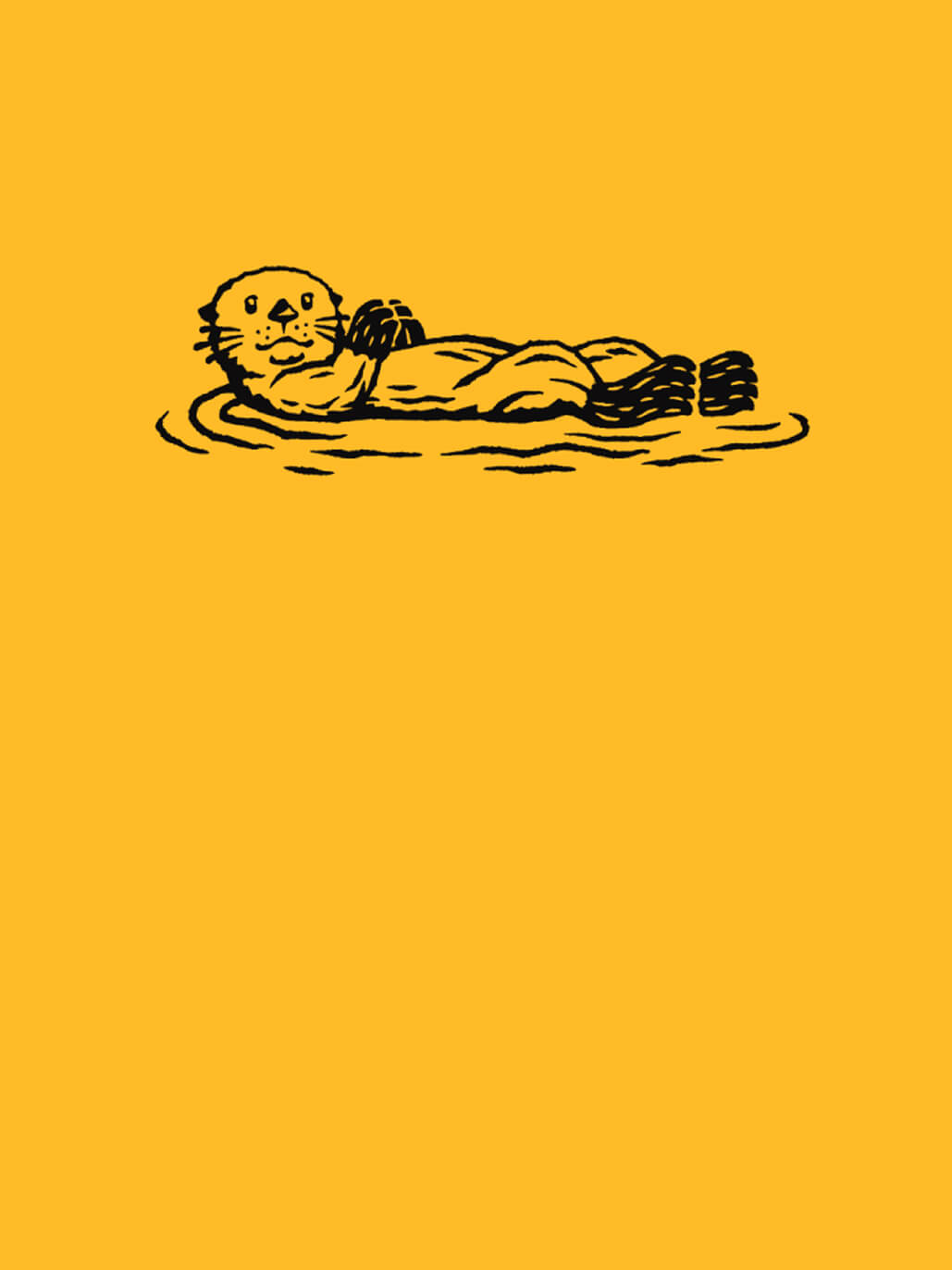 Illustration of a otter swimming on a yellow background