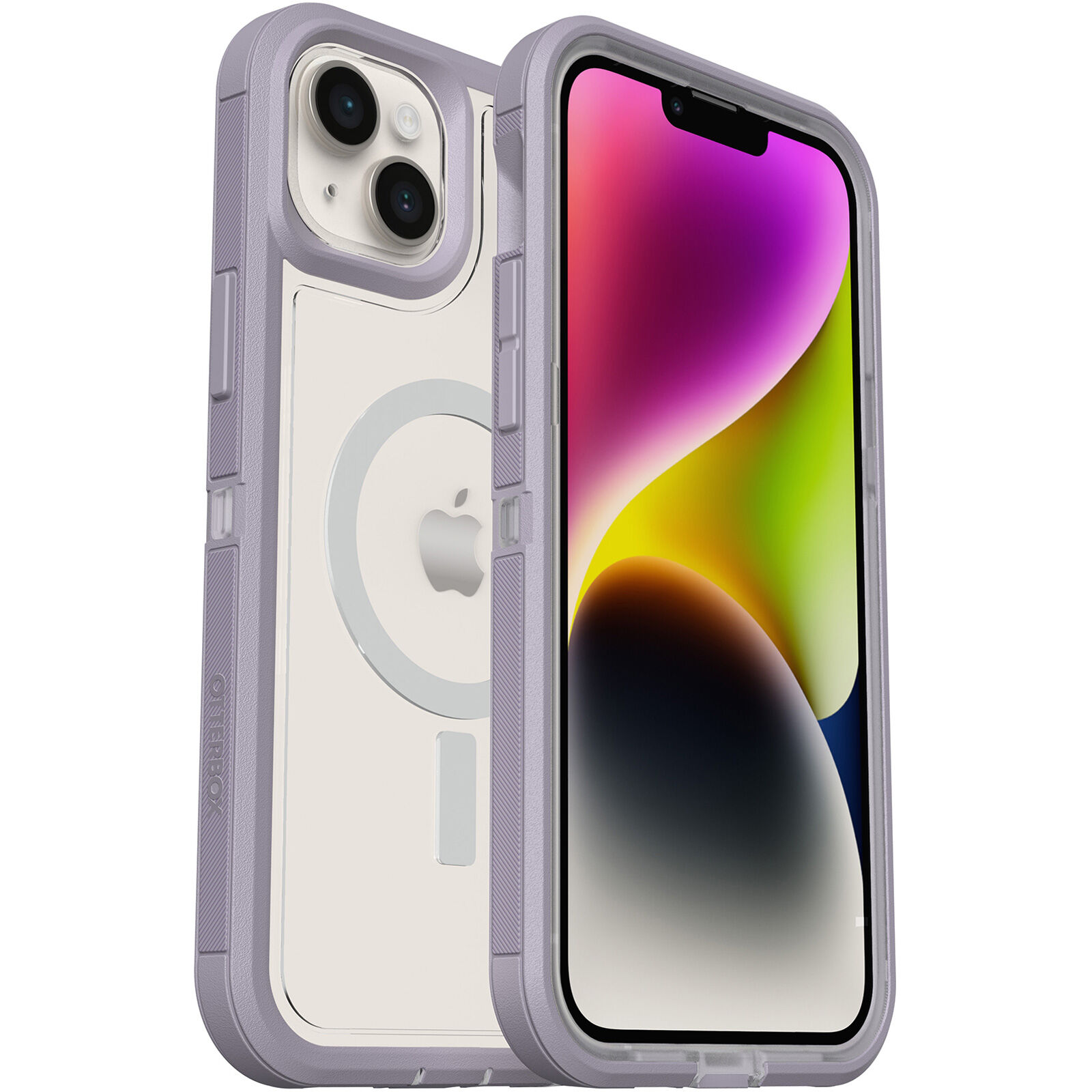 Clear and purple MagSafe iPhone 14 Plus case | OtterBox