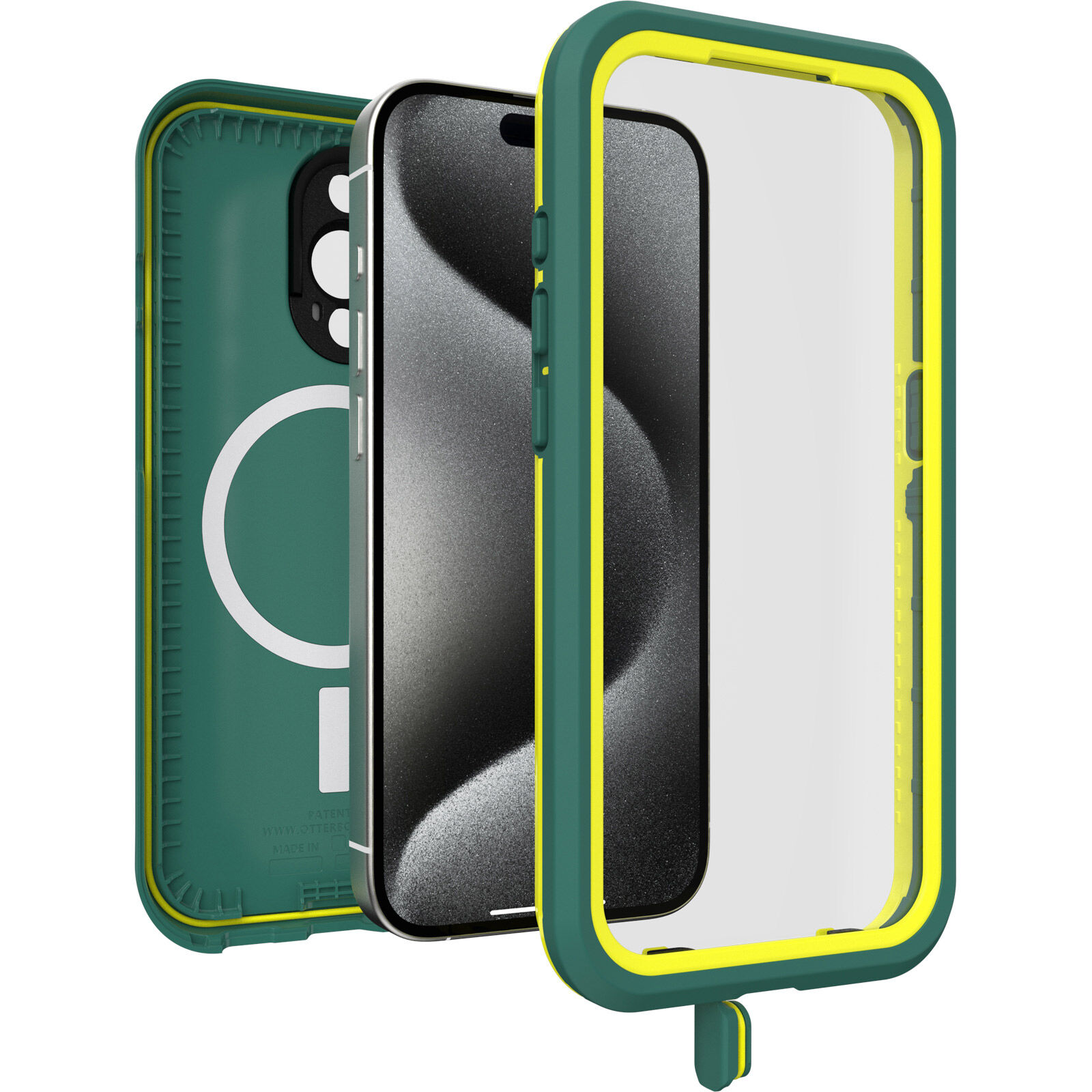Green Waterproof iPhone 15 Pro Case| OtterBox Frē Series for MagSafe