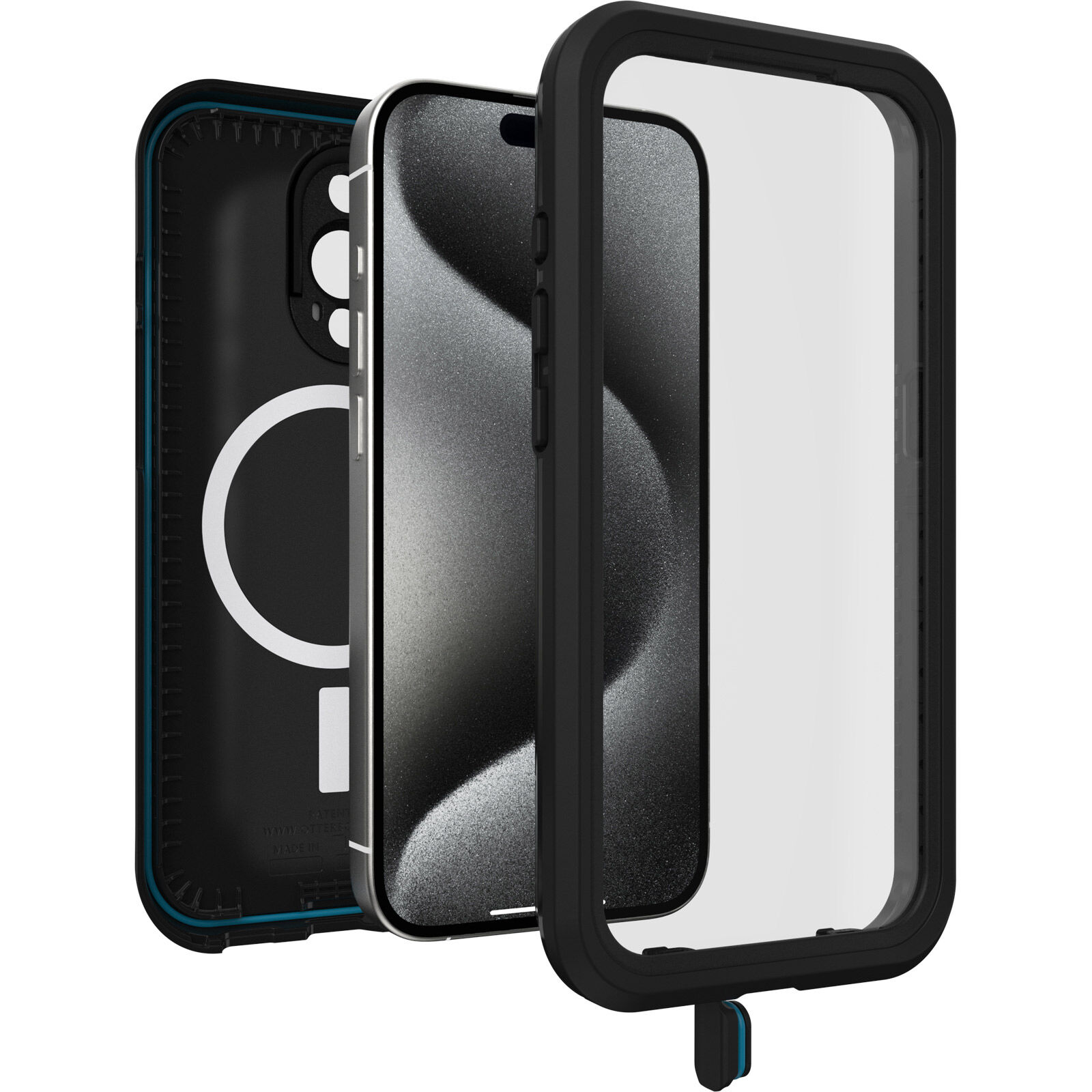 Black Waterproof iPhone 15 Pro Case| OtterBox Frē Series for MagSafe